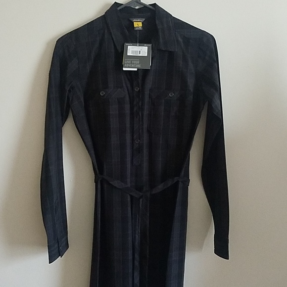 NWT EDDIE BAUER Plaid Shirt Dress - Picture 3 of 8